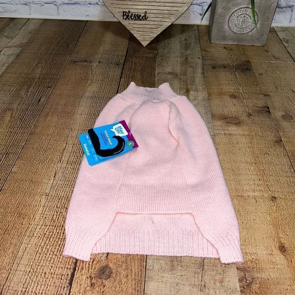 PLAY‎ ON Woof Wear Large Pink With Pearl Accents Sweater New with tags
